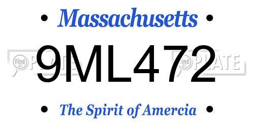 9ML472 Massachusetts License Plate