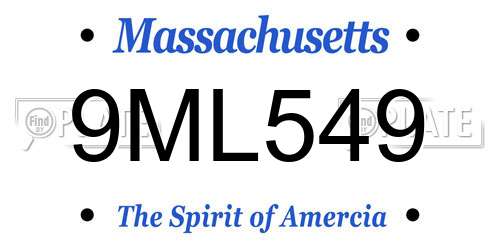 9ML549 Massachusetts License Plate