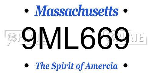 9ML669 Massachusetts License Plate
