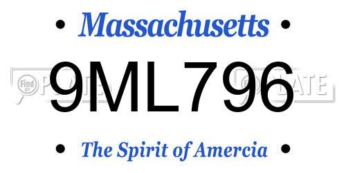 9ML796 Massachusetts License Plate