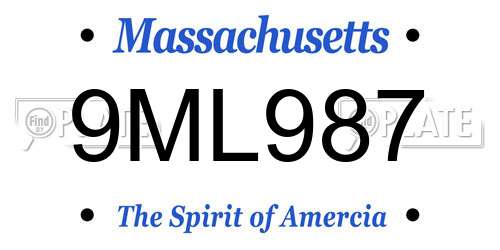 9ML987 Massachusetts License Plate