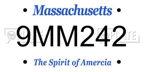 9MM242 Massachusetts License Plate