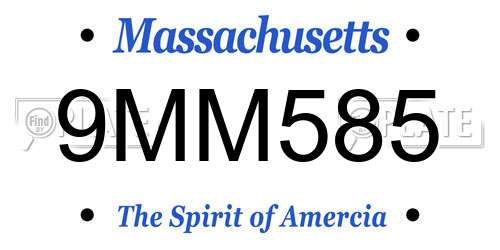 9MM585 Massachusetts License Plate