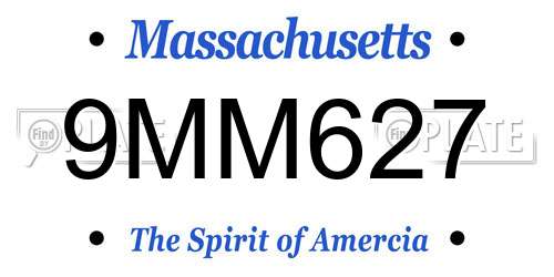 9MM627 Massachusetts License Plate