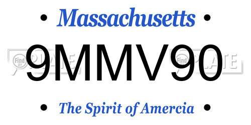 9MMV90 Massachusetts License Plate