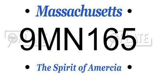 9MN165 Massachusetts License Plate
