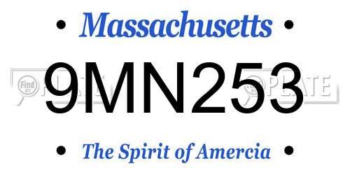9MN253 Massachusetts License Plate