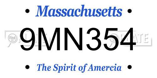 9MN354 Massachusetts License Plate