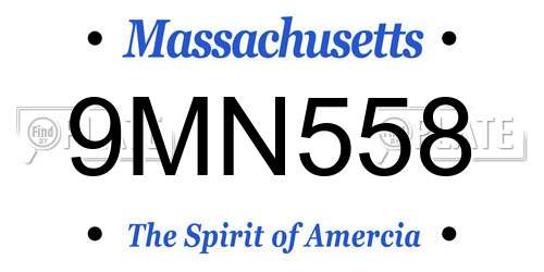 9MN558 Massachusetts License Plate