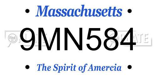9MN584 Massachusetts License Plate