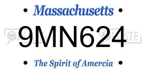 9MN624 Massachusetts License Plate