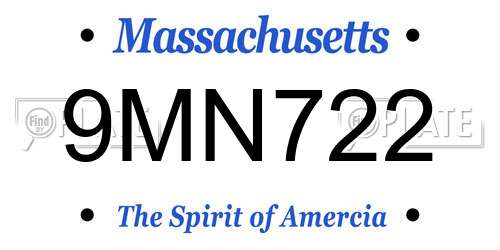 9MN722 Massachusetts License Plate