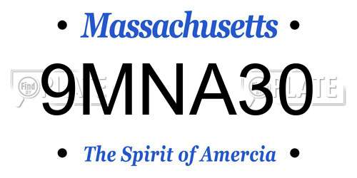 9MNA30 Massachusetts License Plate