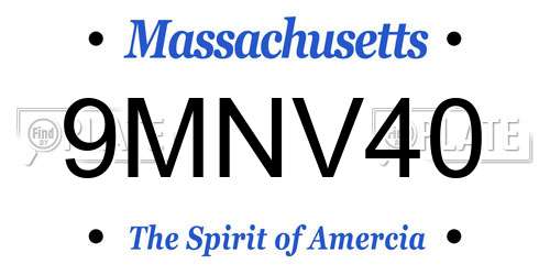 9MNV40 Massachusetts License Plate
