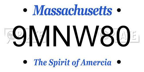 9MNW80 Massachusetts License Plate