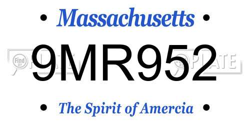 9MR952 Massachusetts License Plate