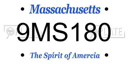 9MS180 Massachusetts License Plate
