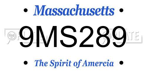 9MS289 Massachusetts License Plate