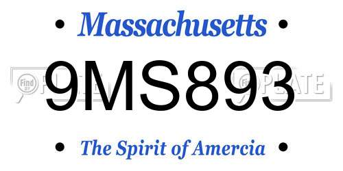 9MS893 Massachusetts License Plate