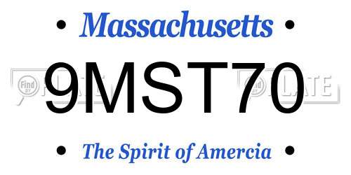 9MST70 Massachusetts License Plate