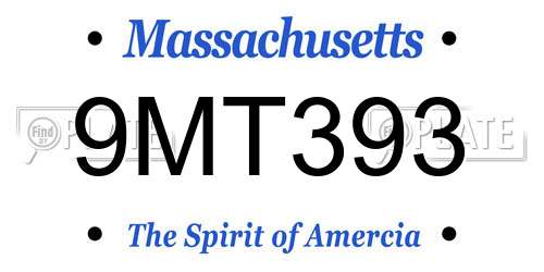 9MT393 Massachusetts License Plate