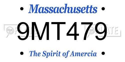9MT479 Massachusetts License Plate