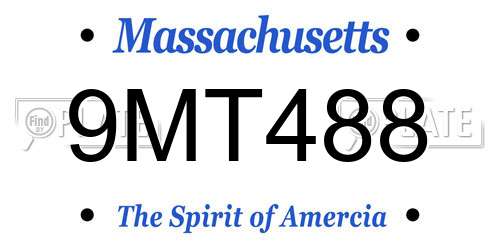 9MT488 Massachusetts License Plate