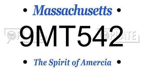 9MT542 Massachusetts License Plate