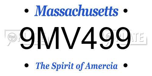 9MV499 Massachusetts License Plate