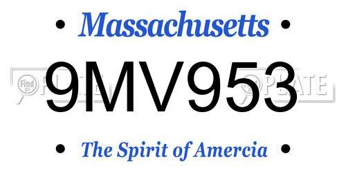 9MV953 Massachusetts License Plate