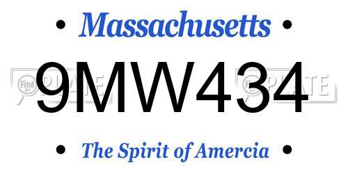 9MW434 Massachusetts License Plate
