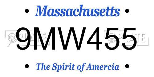 9MW455 Massachusetts License Plate
