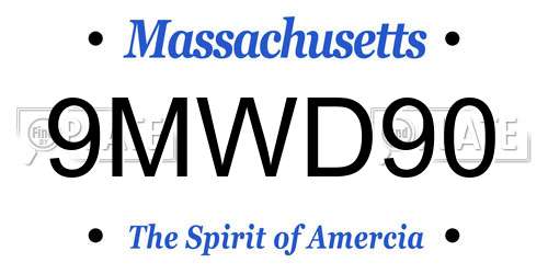 9MWD90 Massachusetts License Plate