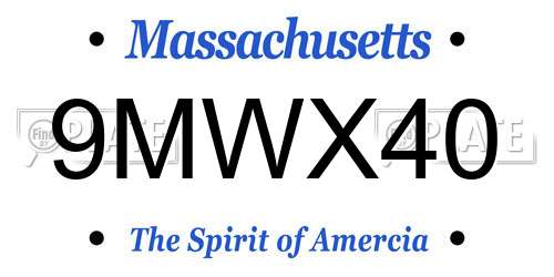 9MWX40 Massachusetts License Plate