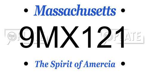 9MX121 Massachusetts License Plate