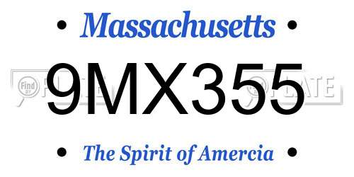 9MX355 Massachusetts License Plate
