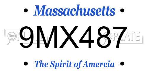 9MX487 Massachusetts License Plate