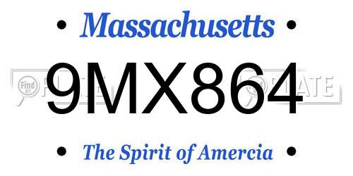 9MX864 Massachusetts License Plate