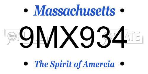 9MX934 Massachusetts License Plate