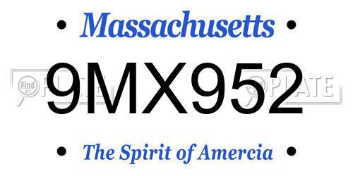 9MX952 Massachusetts License Plate