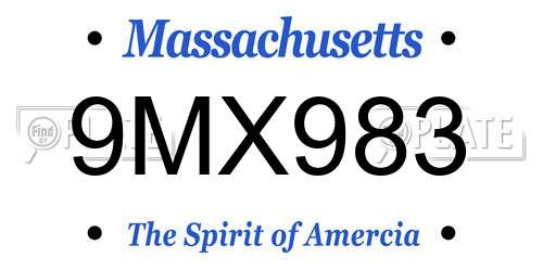 9MX983 Massachusetts License Plate