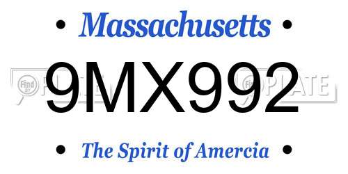 9MX992 Massachusetts License Plate