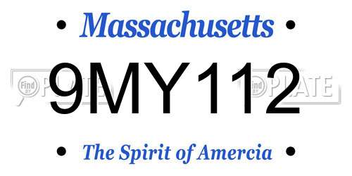 9MY112 Massachusetts License Plate