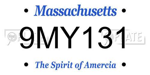 9MY131 Massachusetts License Plate