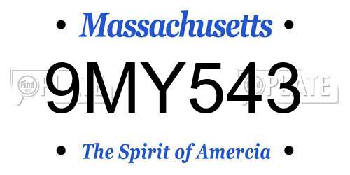 9MY543 Massachusetts License Plate