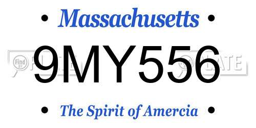 9MY556 Massachusetts License Plate