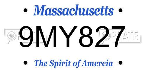 9MY827 Massachusetts License Plate