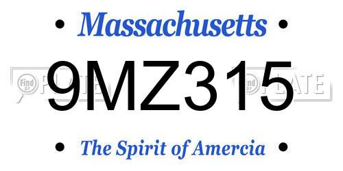 9MZ315 Massachusetts License Plate