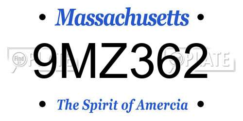 9MZ362 Massachusetts License Plate
