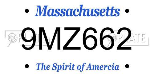 9MZ662 Massachusetts License Plate